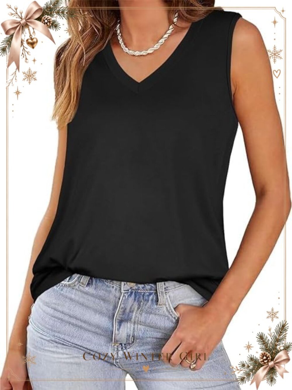 Womens Tank Top V Neck Sleeveless Flowy Tunic Casual Summer Shirt